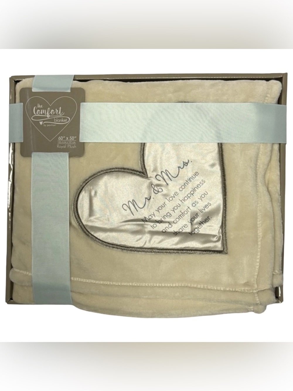 Wedding Bridal Shower Gift Set - Mr & Mrs Plush Blanket & Silver Picture Frame